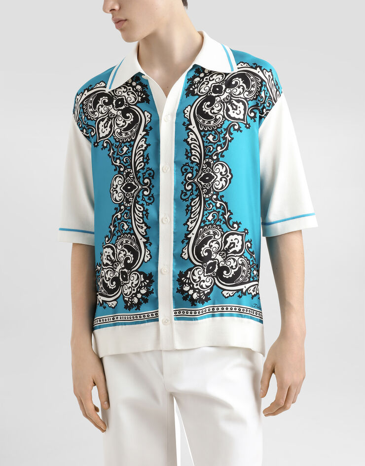 Dolce & Gabbana Hemd aus Seide und Baumwolle mit Bandana-Print Drucken GXV90TJFMLZ