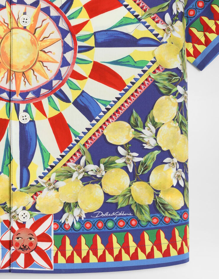 Dolce & Gabbana قميص من بوبلين بطبعة كارّيتّو Multicolor L45S01FI5PD