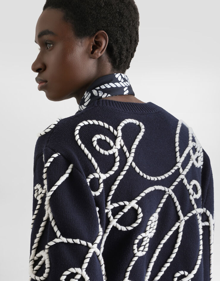 Dolce & Gabbana Virgin wool pullover with embroidery Multicolor GXXCCZJDVIT