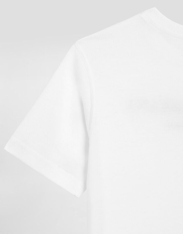 Dolce & Gabbana Short-sleeved jersey t-shirt with Dolce&Gabbana print White L4JTHUG7P1Y