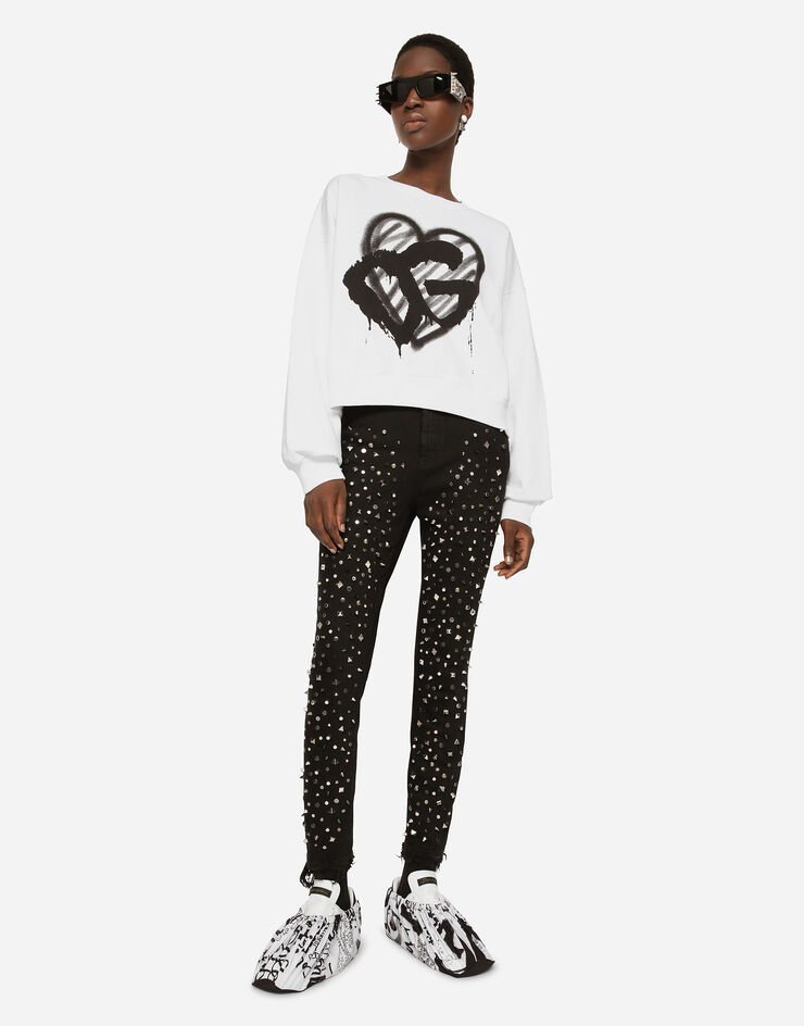 Dolce & Gabbana FELPA GIROC.MAN.LUNG Bianco F9L05TG7F1F