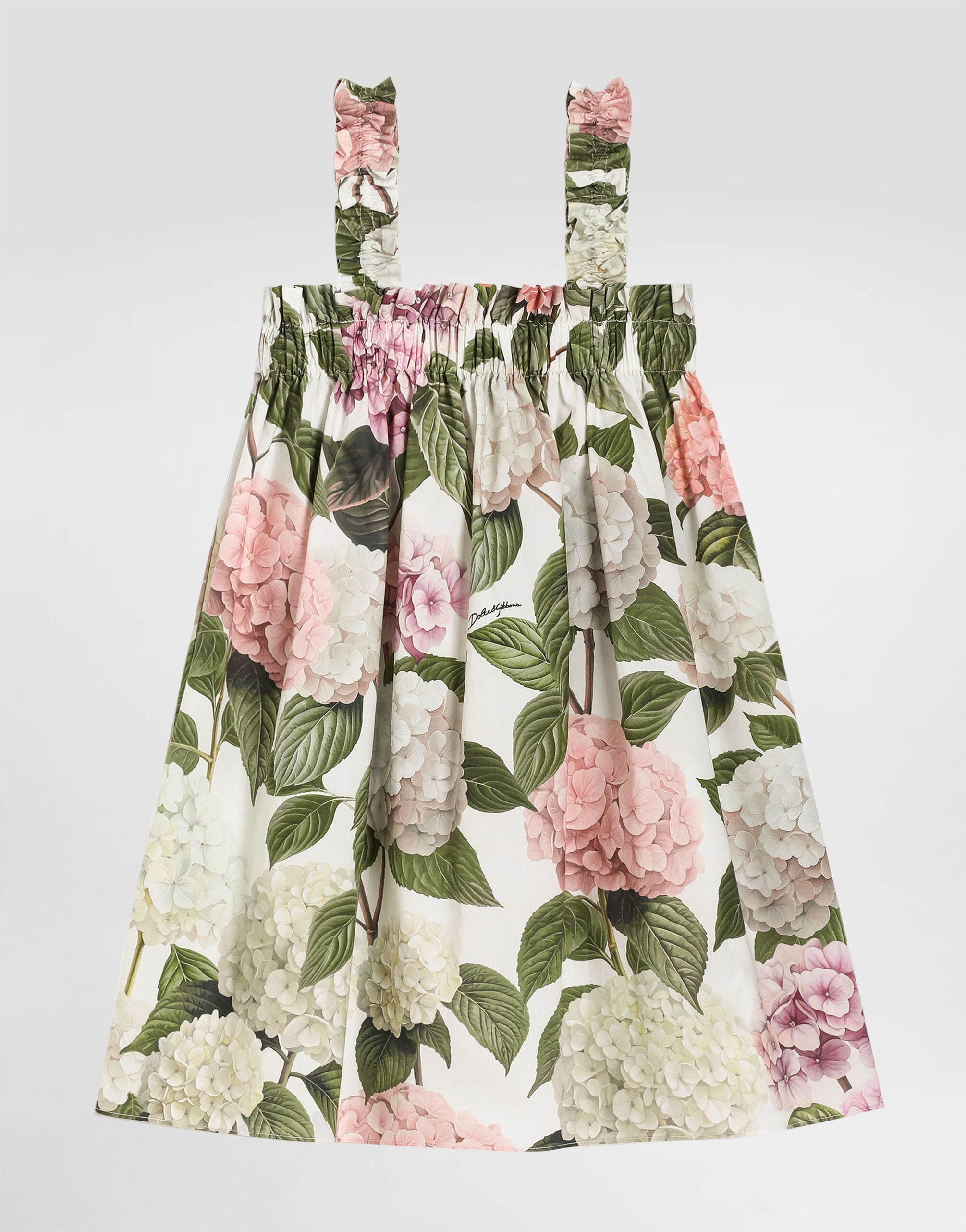 Hydrangea-print poplin dress in Multicolor for Girls