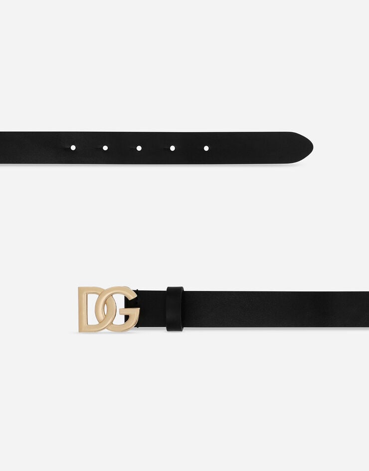 Dolce & Gabbana Calfskin belt with DG logo Black EE0068A1065
