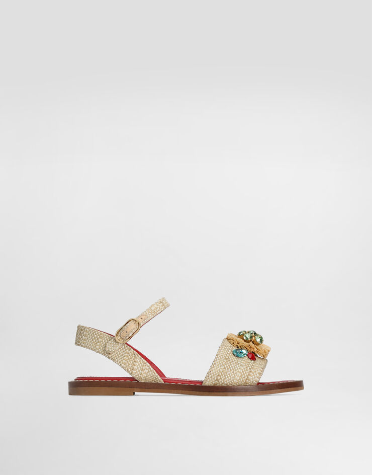 Dolce & Gabbana Raffia sandals with embroidery Multicolor D11444A3L96