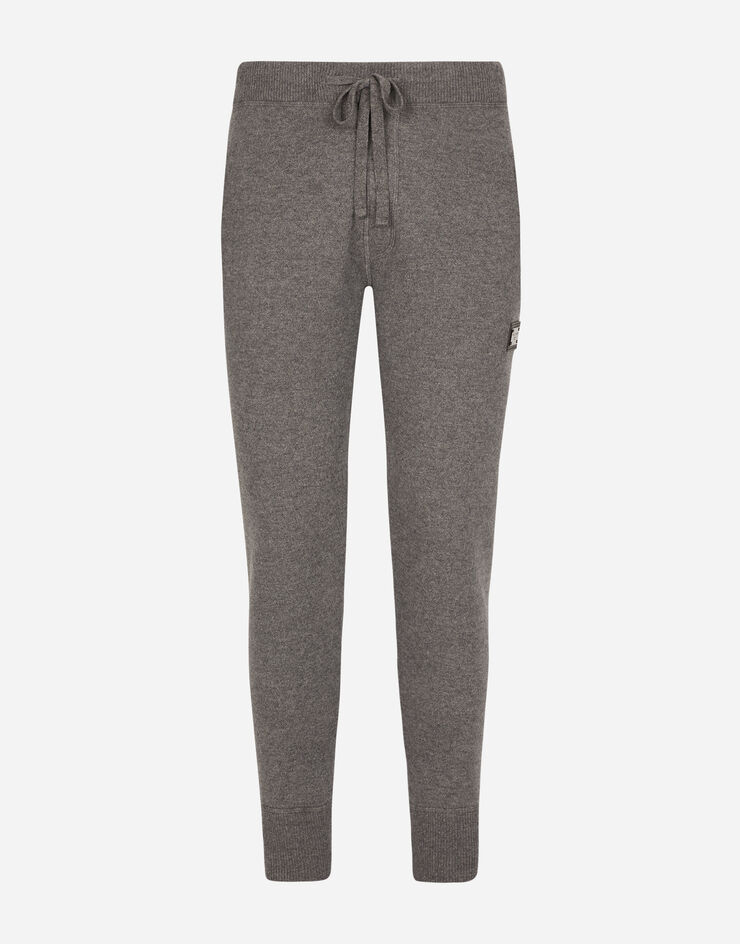 Dolce & Gabbana Wool and cashmere knit jogging pants Grey GXO34TJEMQ3