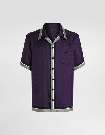 Dolce & Gabbana Logo and stripe-print hawaii twill shirt Multicolor G5JH9THI11S