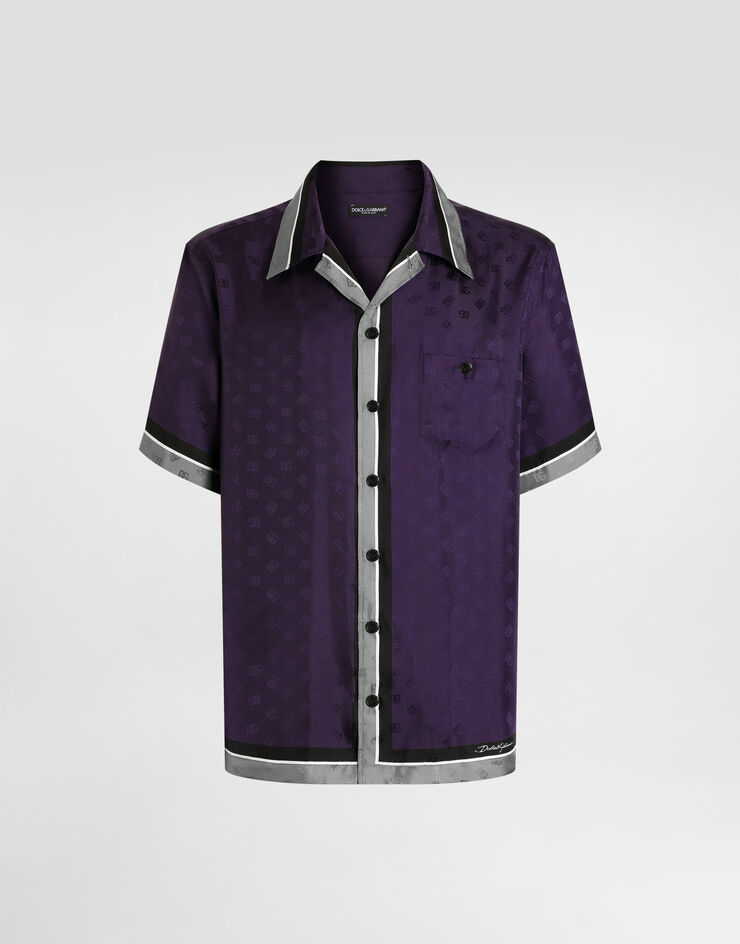 Dolce & Gabbana Logo and stripe-print hawaii twill shirt Multicolor G5JH9THI11S