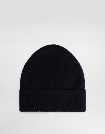 Dolce & Gabbana Cashmere and wool hat with branded tag Blue GXK63TJEMQ5