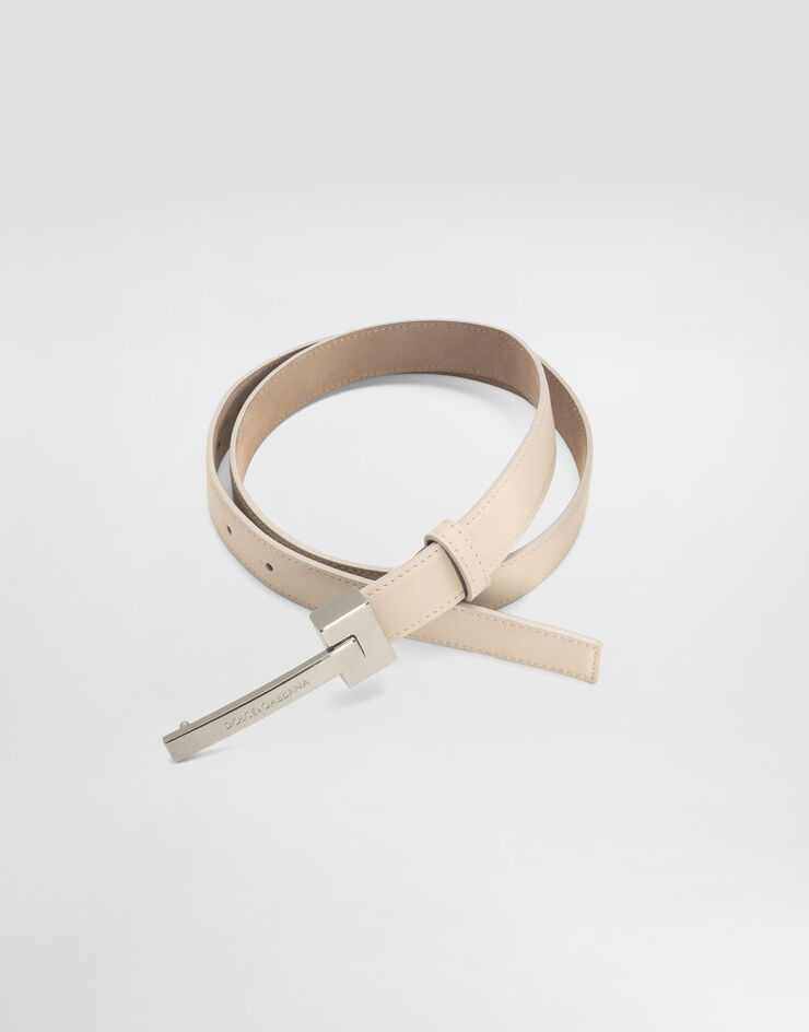 Dolce & Gabbana Cinturón de piel de becerro Beige BC4870A1065