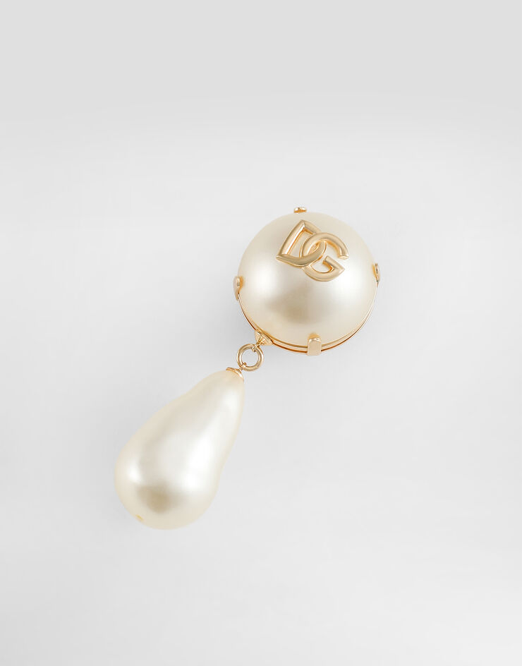 Dolce & Gabbana Pendientes colgantes de lágrima con logotipo DG Blanco WER2E3W1111