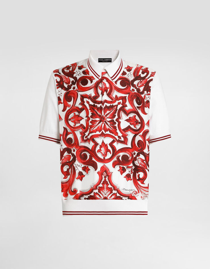 Dolce & Gabbana Majolica-print polo shirt in silk Dolce & Gabbana Majolica-print polo shirt in silk Multicolor GXZ18TJGMJ2