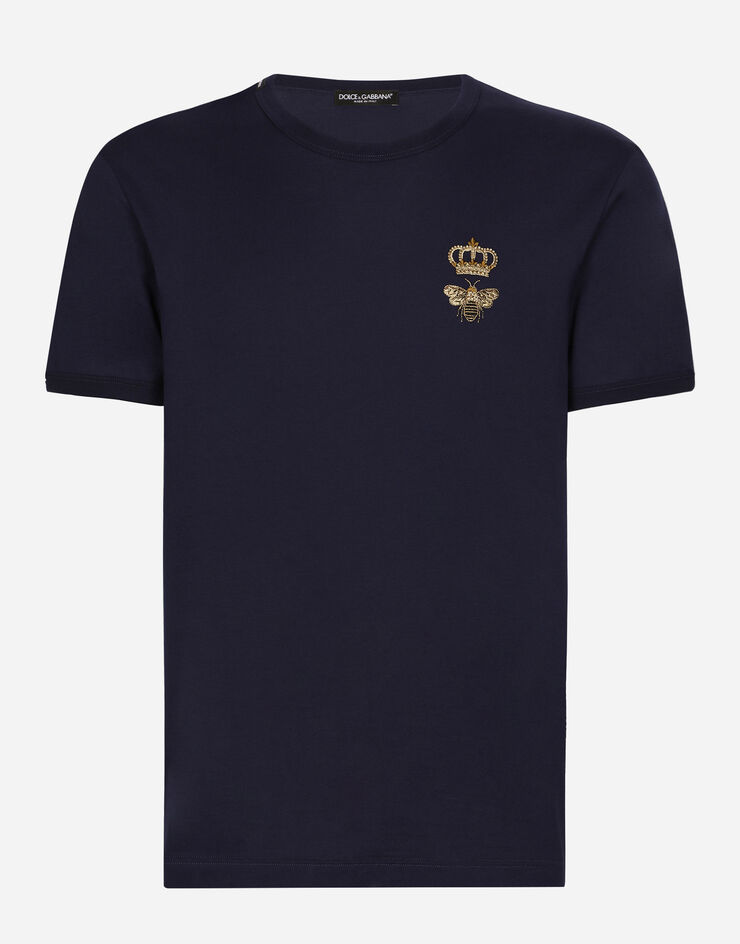 Dolce & Gabbana T-shirt en coton à broderie Bleu G8PV1ZG7WUQ
