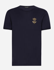 Dolce & Gabbana Cotton T-shirt with embroidery Blue G8RG4TG7K1X
