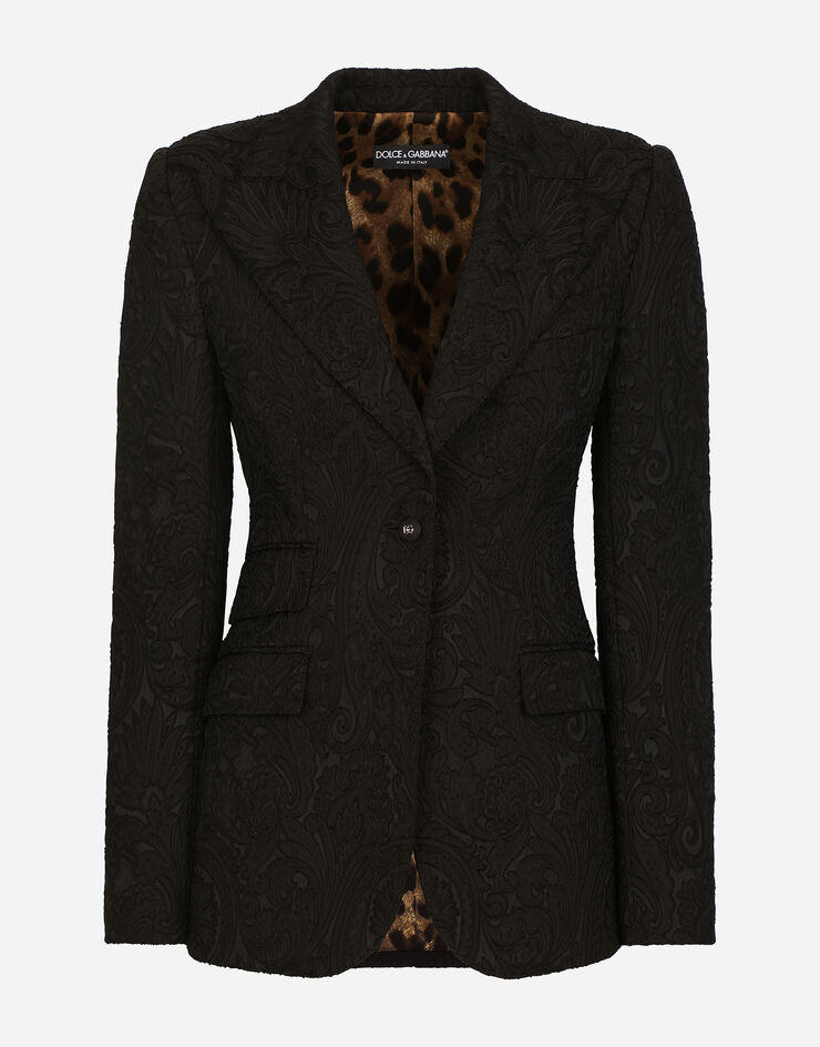 Dolce & Gabbana Turlington-Jacke aus dekorativem Jacquard Schwarz F29DOTFJUBL