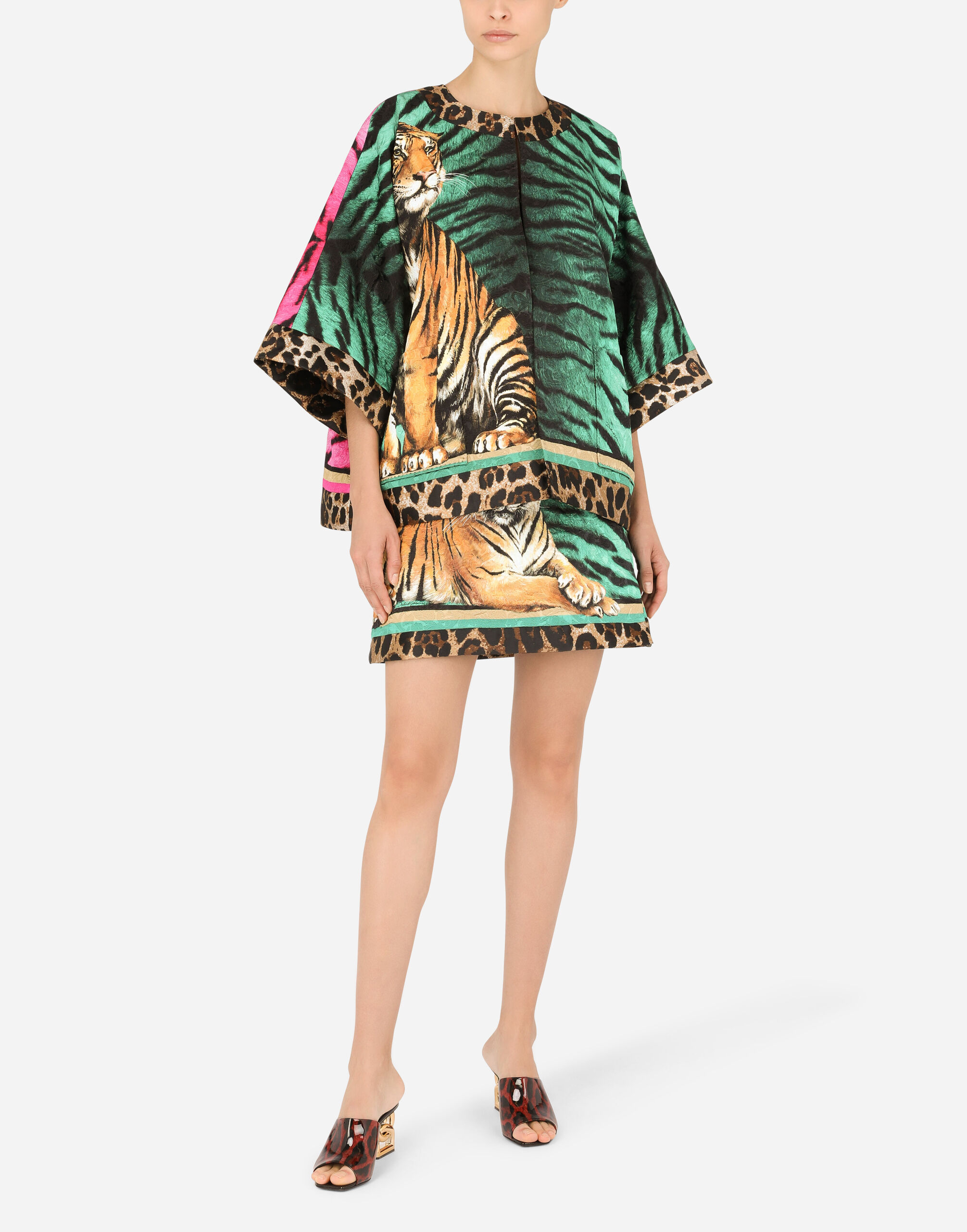 Tiger-design brocade top