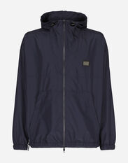 Dolce&Gabbana Nylon jacket with hood and branded tag Blue G9AIATFUSFW