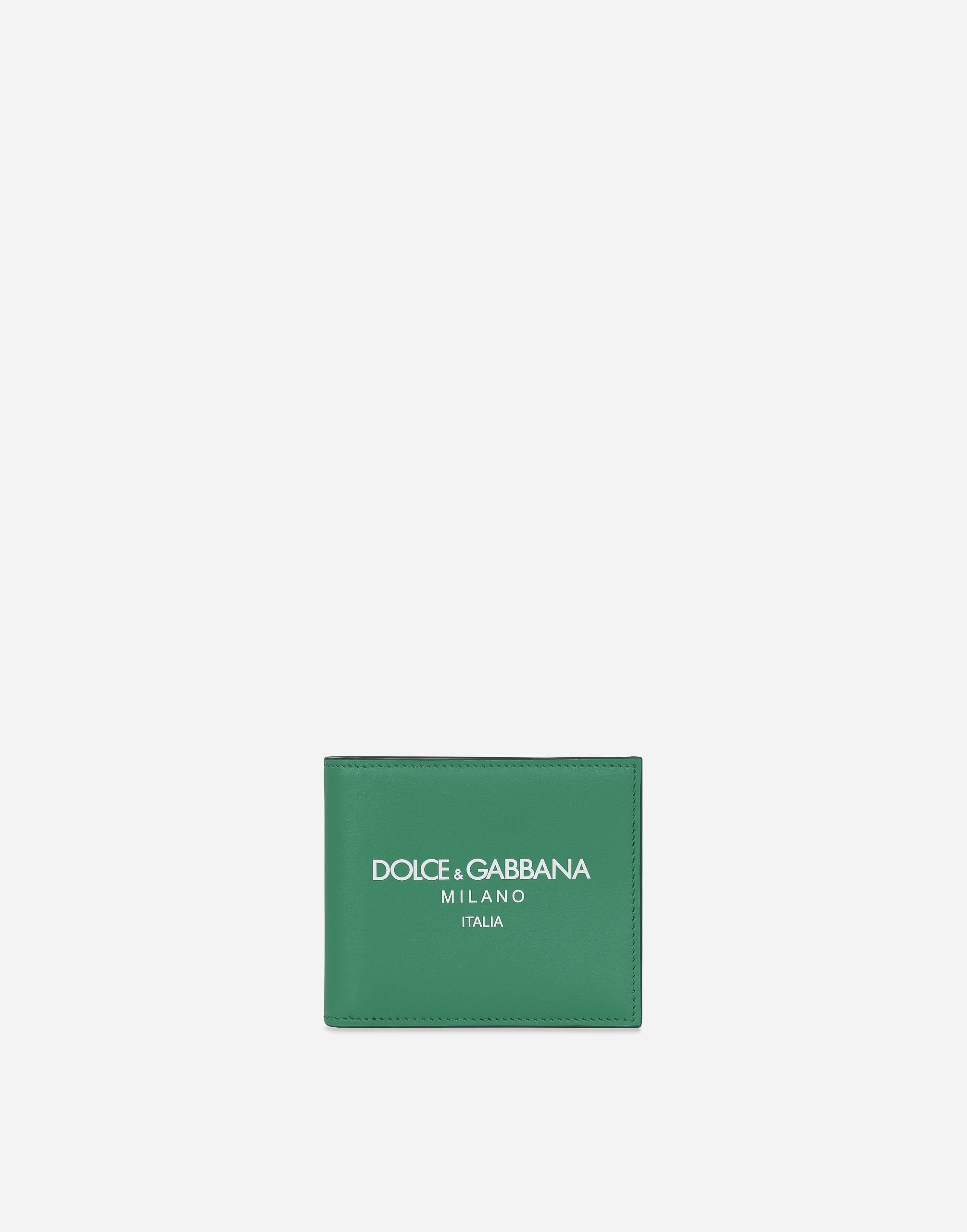 Dolce & Gabbana Calfskin bifold wallet with logo Green GH874ZFUFJU