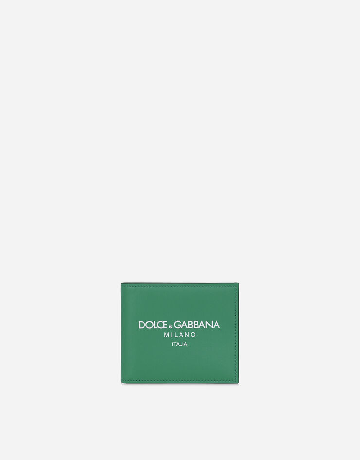 Dolce & Gabbana Portefeuille deux volets en cuir de veau à logo Vert BP1321AN244