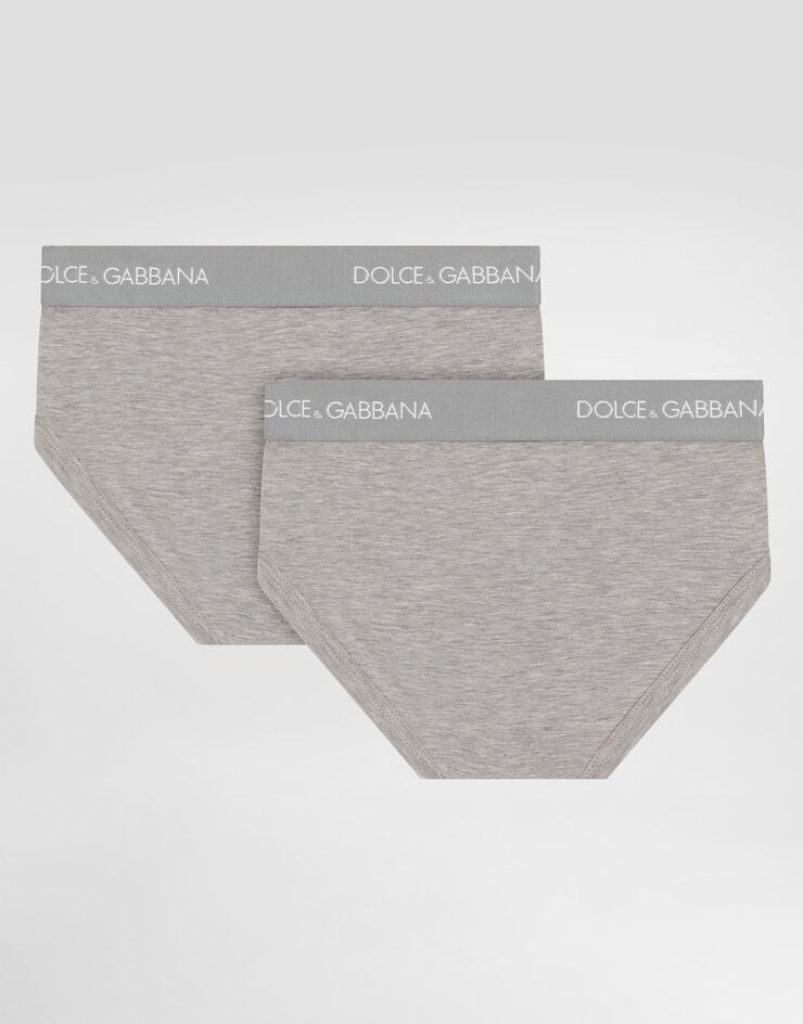 Dolce & Gabbana Jersey briefs two-pack with branded elastic Grey L4J700ON00G