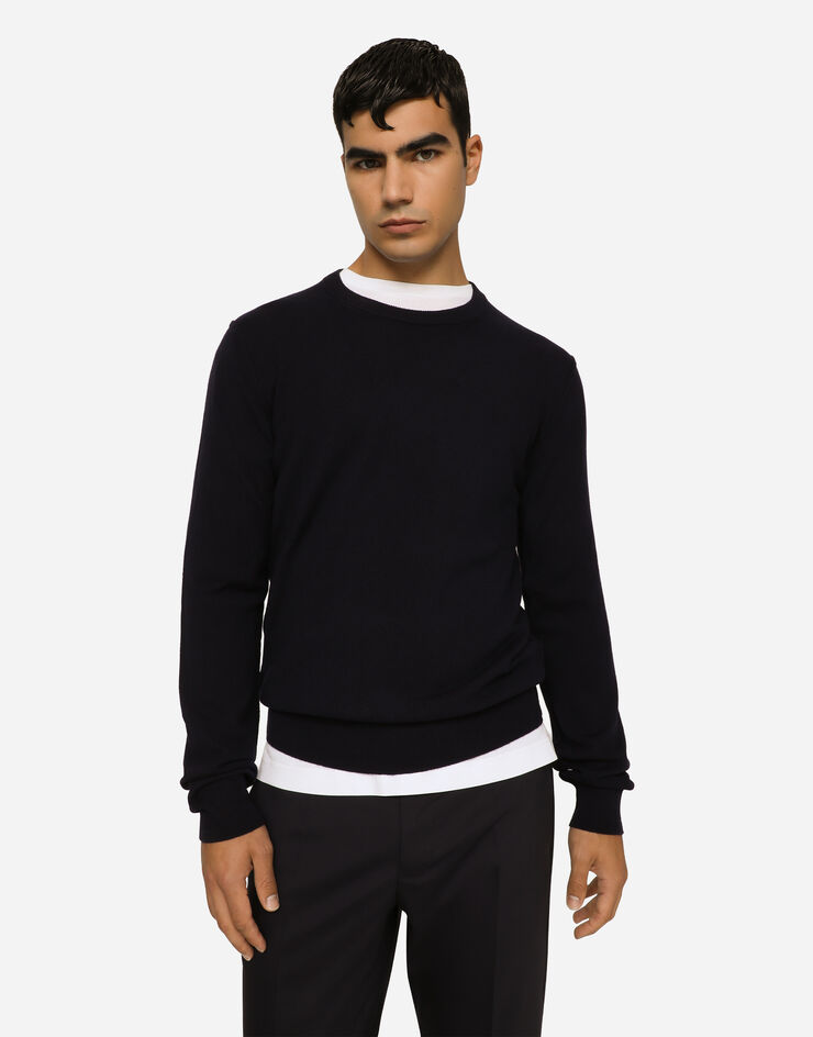 Dolce & Gabbana Pull ras de cou en cachemire Bleu GX487TJAWLZ
