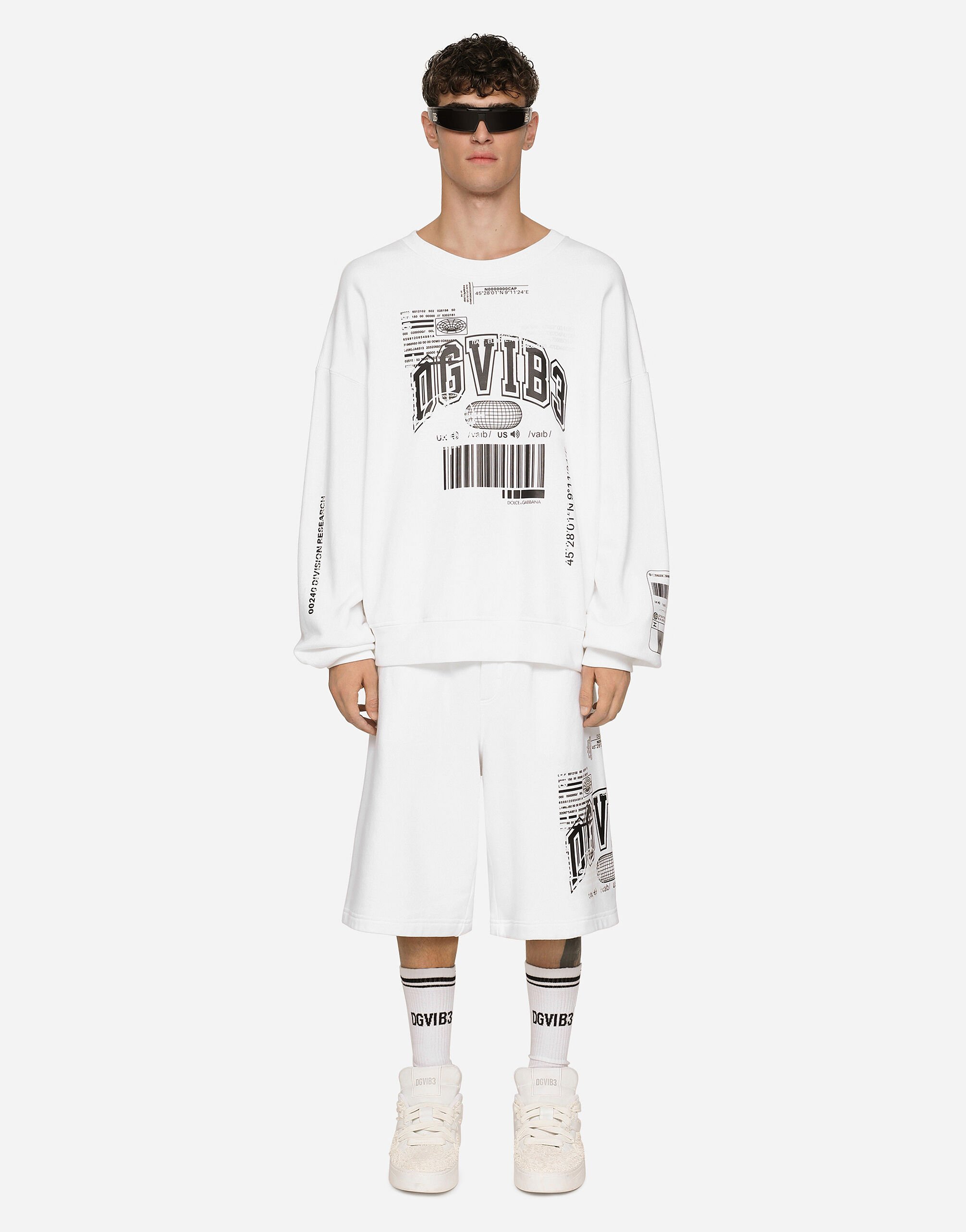 Dolce & Gabbana Sweat-shirt en jersey à imprimé DGVIB3 et logo Noir F9R72ZGH095