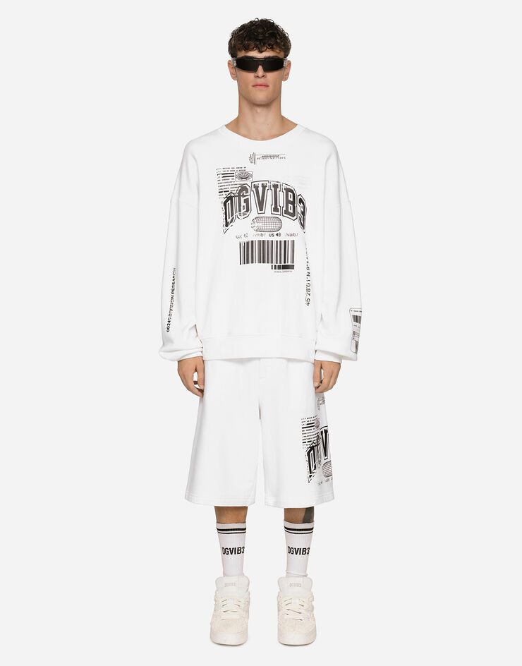 Dolce & Gabbana Jersey sweatshirt with DGVIB3 print and logo White G9AQVTG7K3H