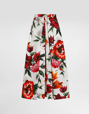Dolce & Gabbana Faltenrock aus Popeline mit Blumenprint Drucken F4C10THS5TQ