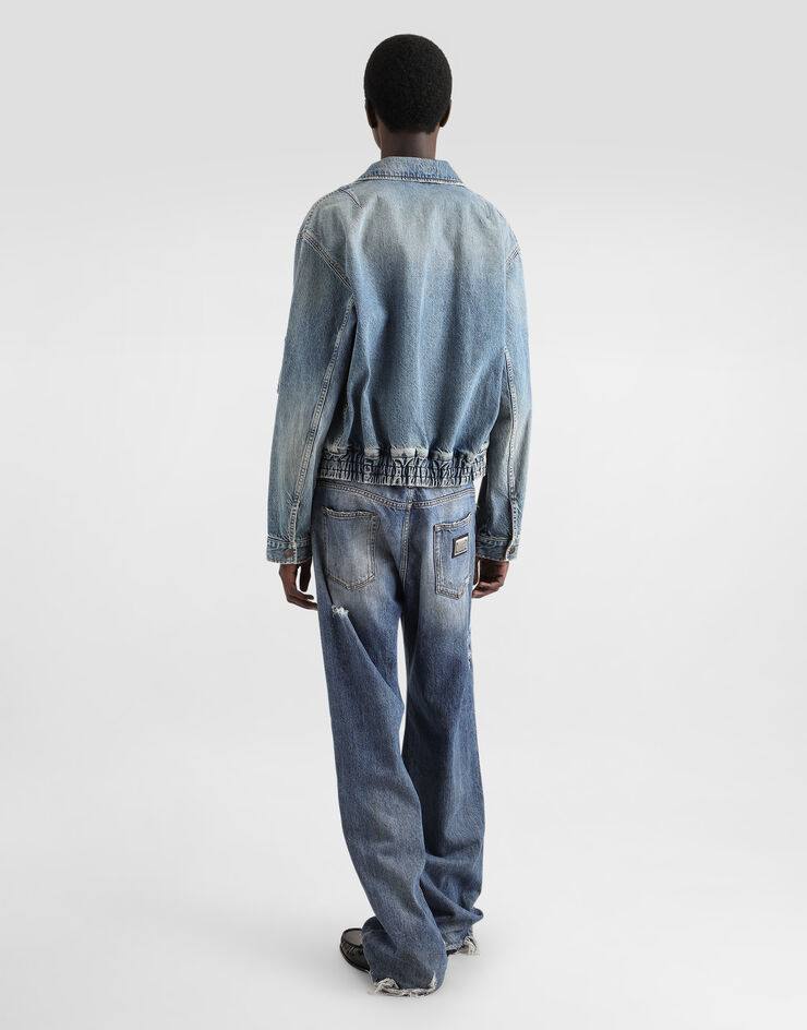 Dolce & Gabbana Cotton denim bomber jacket with tag Multicolor G9BKNDG8ME5
