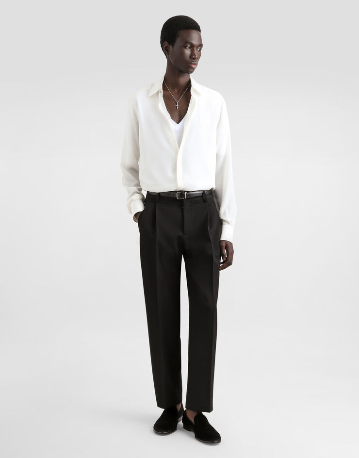 Dolce & Gabbana Camiseta de algodón con cuello de pico Blanco G8QL3TFU7EQ
