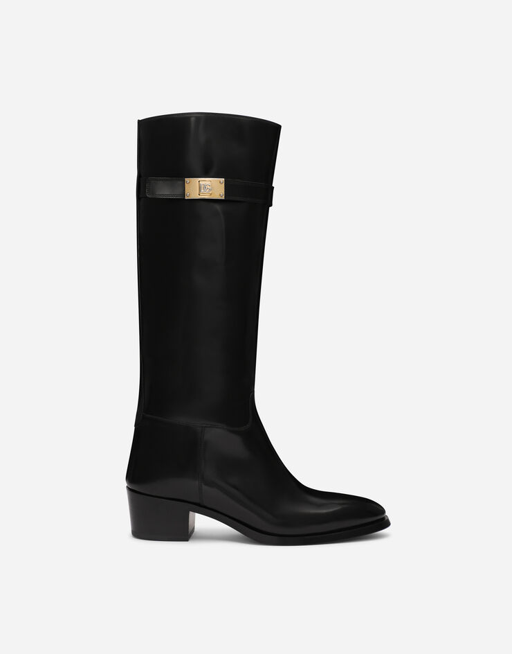 Brushed calfskin boots in Black for | Dolce&Gabbana® US