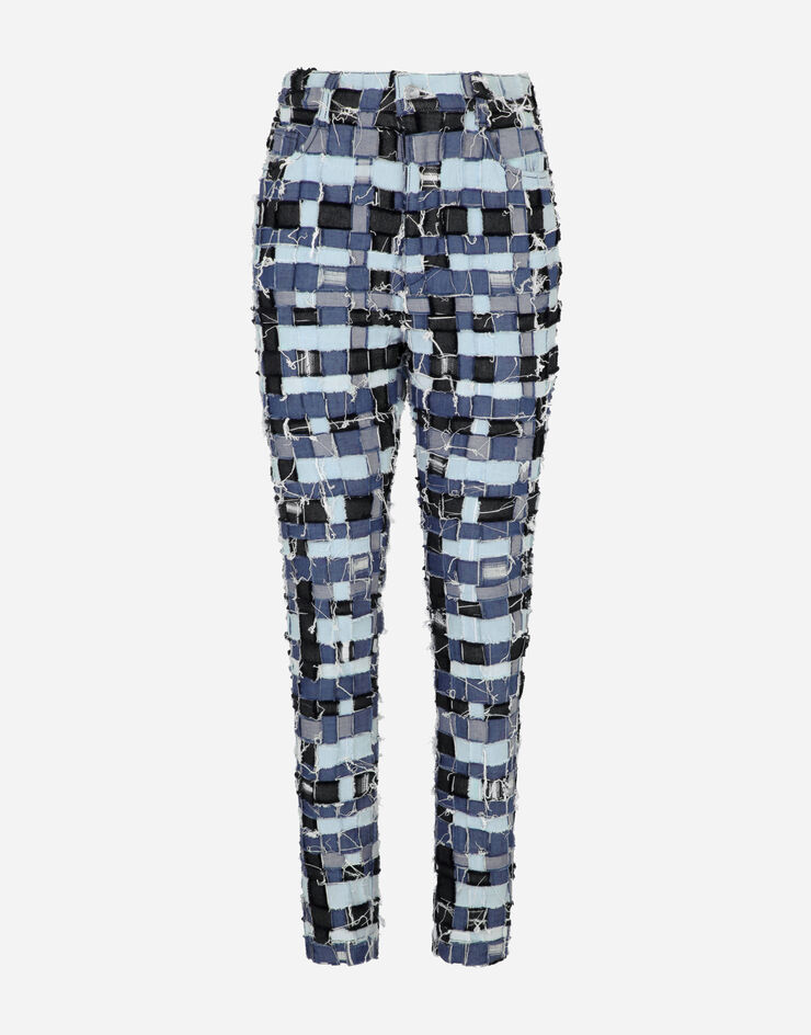 Dolce & Gabbana High-waisted interwoven patchwork denim jeans MULTICOLORE FTB3MZGD0T1