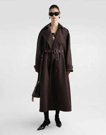 Dolce & Gabbana Trench coat in technical gabardine Brown F0W7MTFUS4B