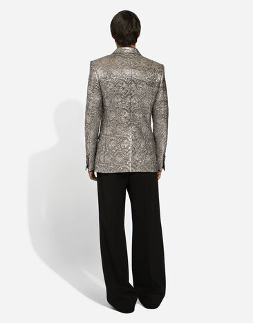 Dolce & Gabbana Sicilia double-breasted lamé jacquard tuxedo jacket Plateado G2QU4TFJMZ3