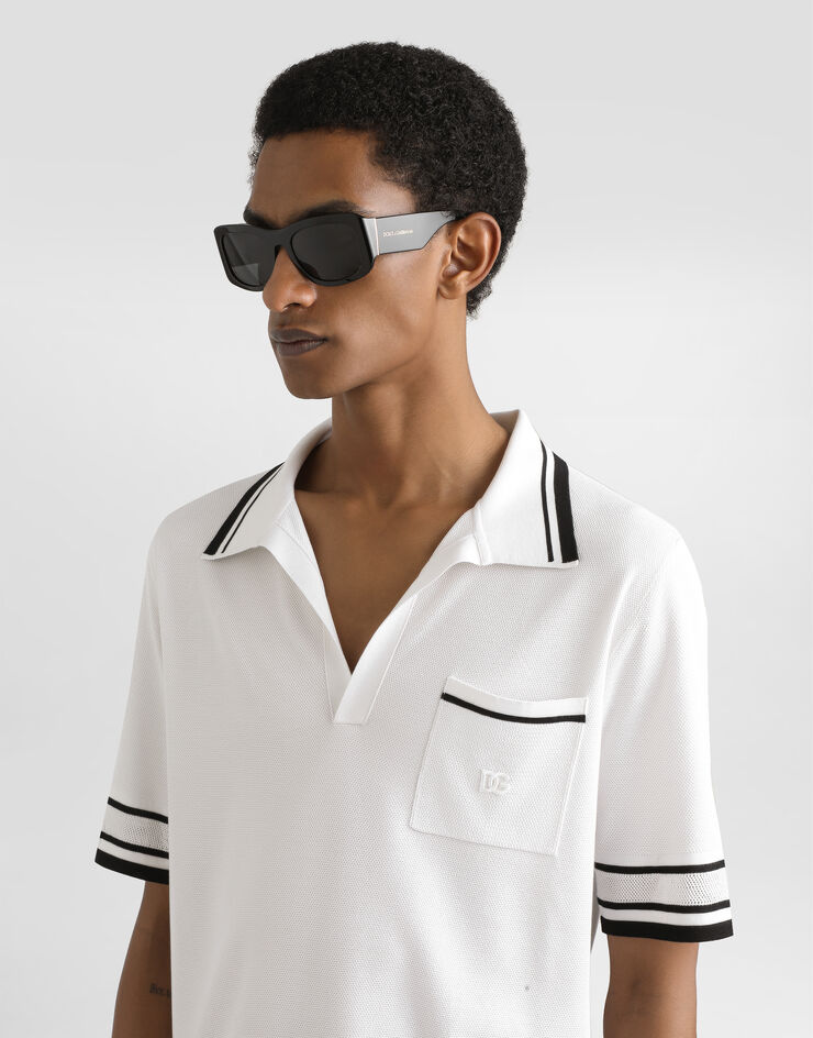Dolce & Gabbana Polo en piqué de seda Blanco GXZ74ZJBSLU