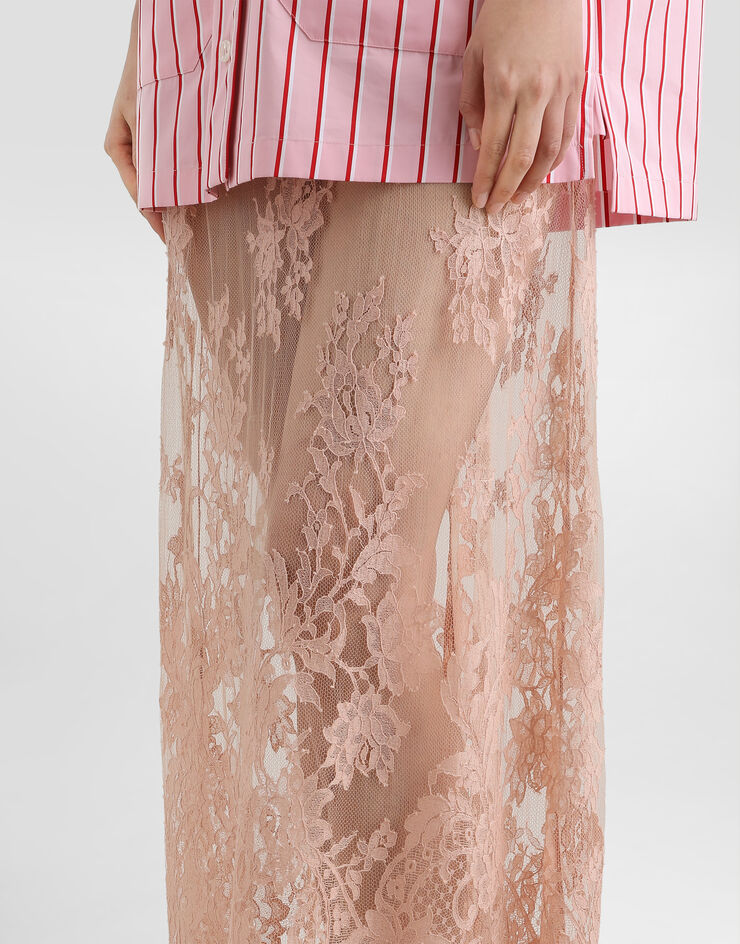 Dolce & Gabbana Chantilly lace midi skirt Pink F4DEVTILMC0