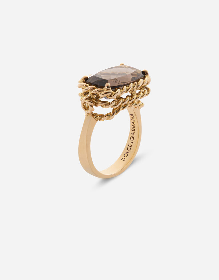 Dolce & Gabbana Anna ring in yellow 18kt gold with smoky quartz Gold WRFA1GWQA00