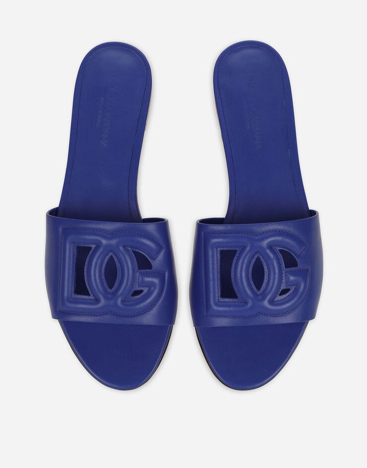 Dolce & Gabbana Slide in pelle di vitello e logo DG Blu CQ0436AY329