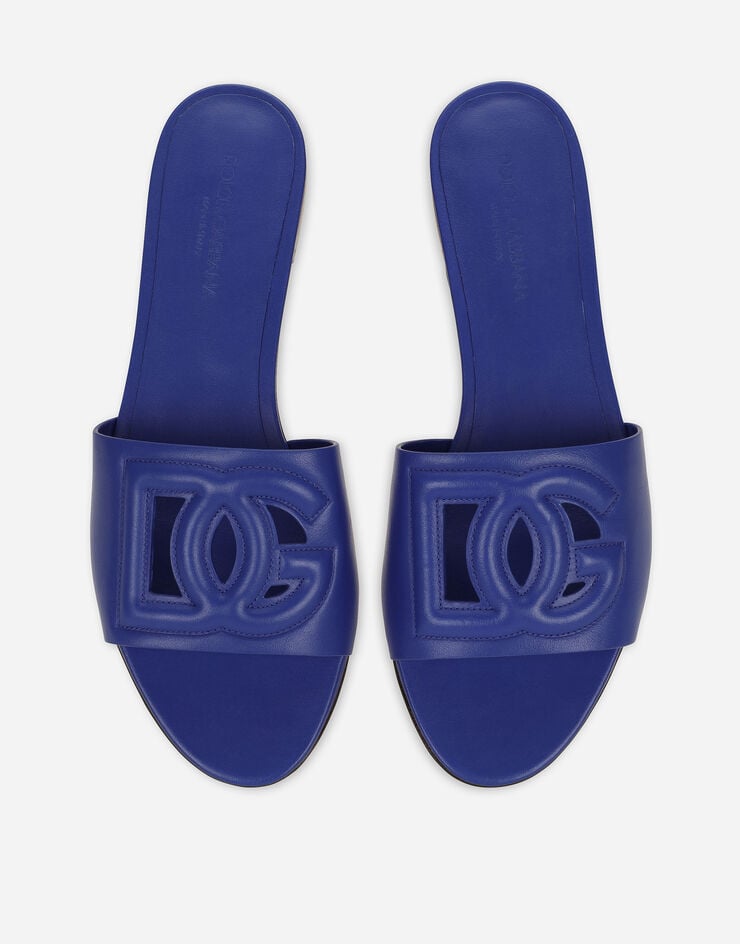 Dolce & Gabbana Calfskin sliders with DG logo Blue CQ0436AY329