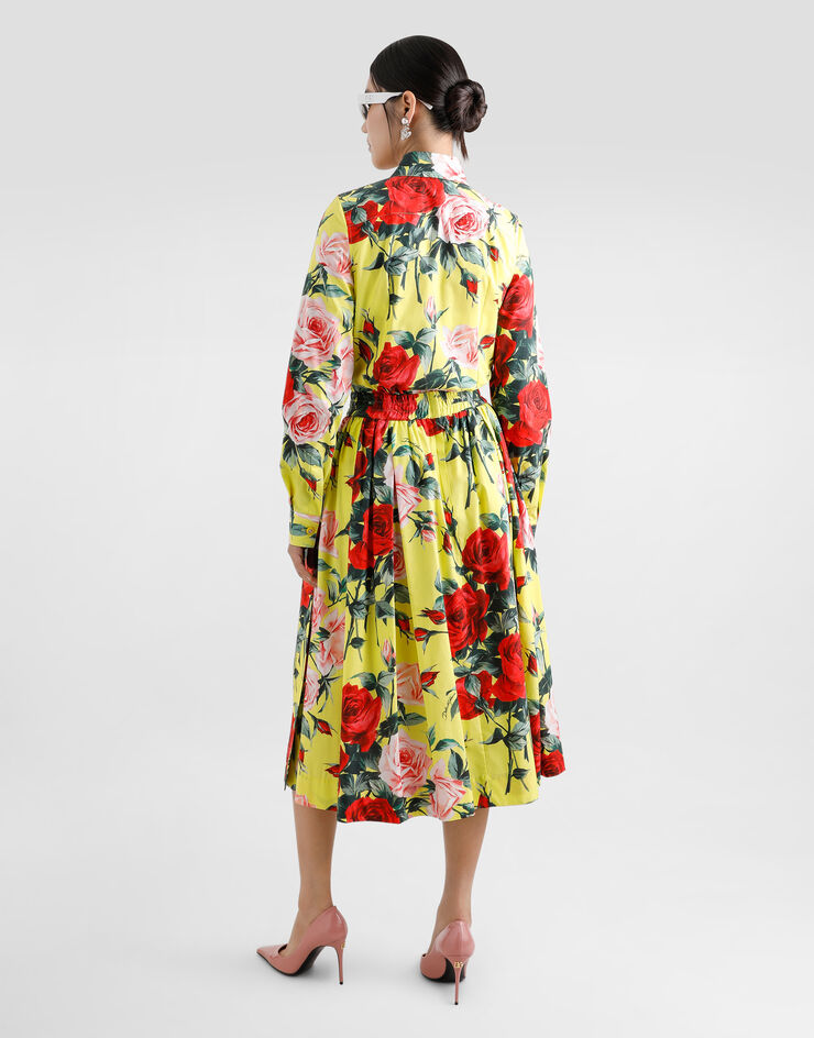 Dolce & Gabbana Falda longuette de algodón con estampado Bouquet Imprima F4CFETHS5TF