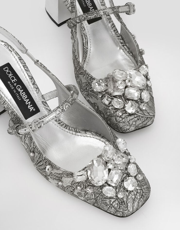 Dolce & Gabbana Brocade slingback with embroidery and stones Dolce & Gabbana Brocade slingback with embroidery and stones Multicolor CG0976AS203