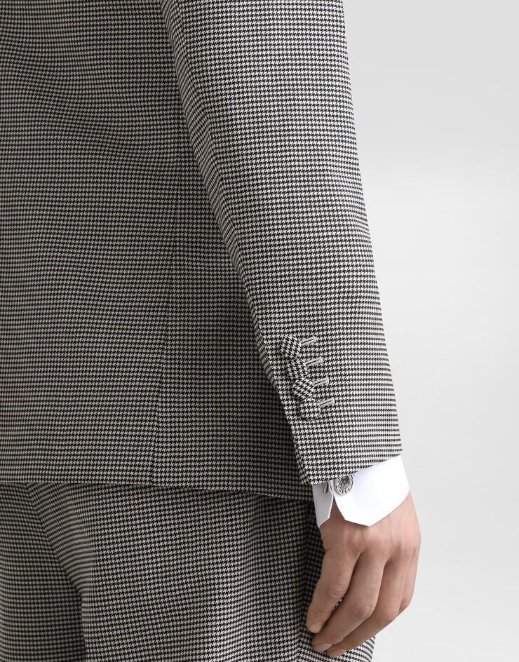 Dolce & Gabbana Double-breasted sicilia light jacket in houndstooth wool Multicolor G2VD9TFQZAG
