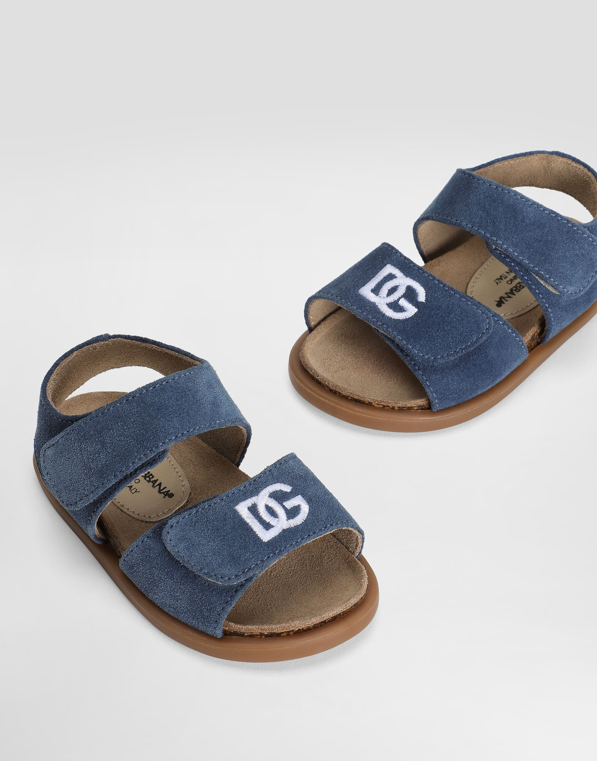 Split leather sandals with embroidery in Multicolor for Boys