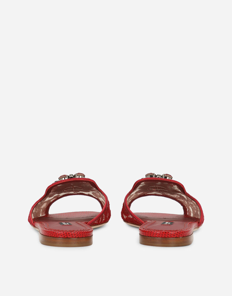 Dolce & Gabbana Mules en dentelle à cristaux Rouge Foncé CQ0023AG667