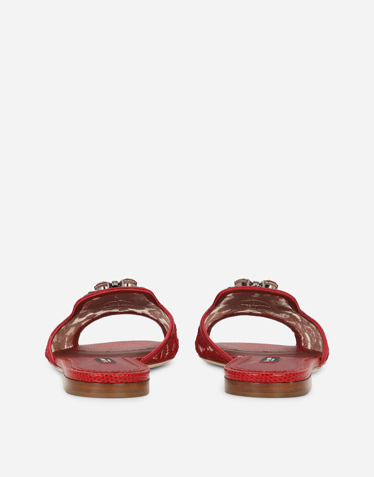 Dolce & Gabbana Slippers in pizzo con cristalli Rosso Scuro CQ0023AG667