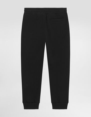 Dolce & Gabbana Fleece trousers with DG majolica-print embossed logo Black L4JPIGG7PEM
