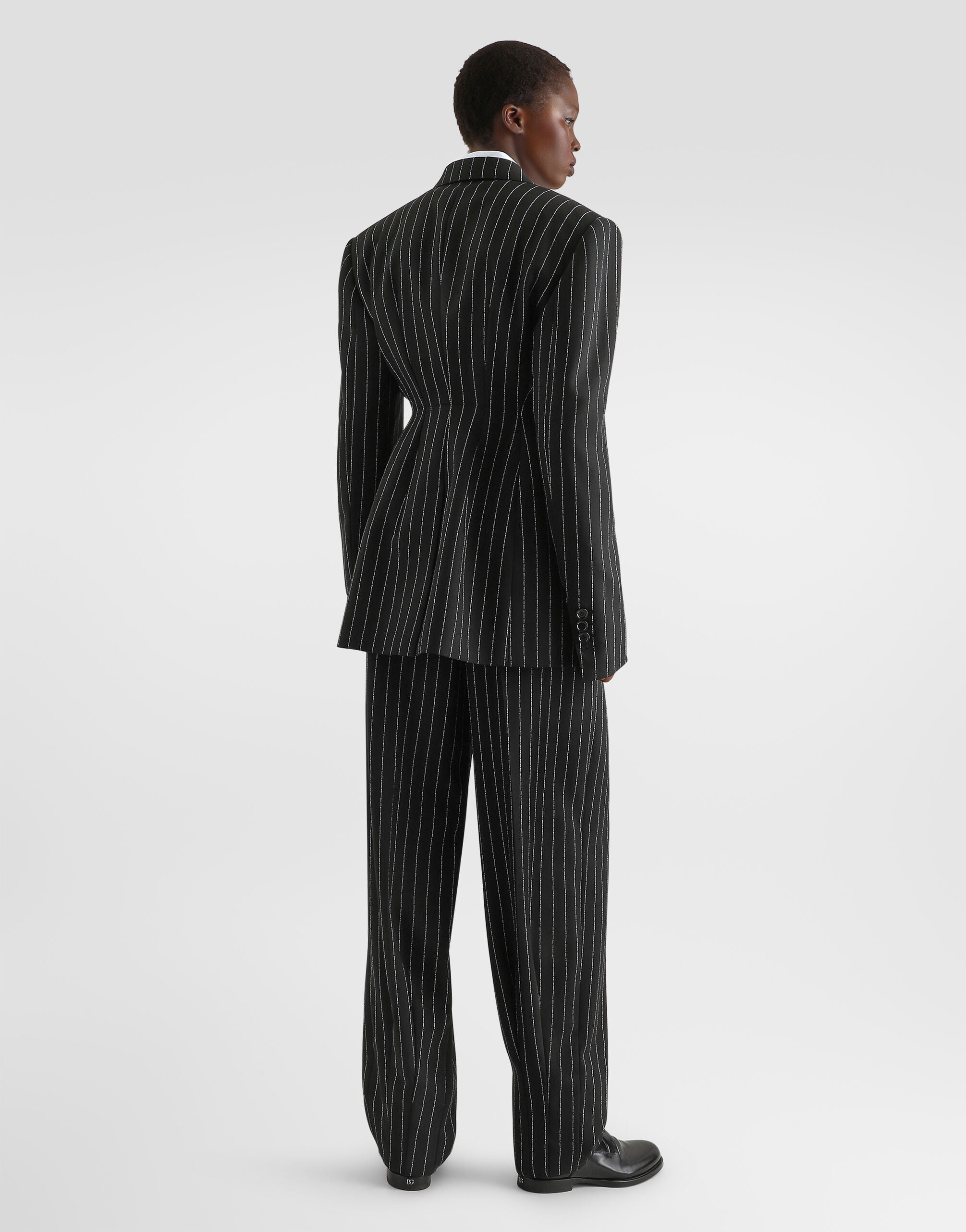 Pinstripe virgin wool trousers - thumbnail 3