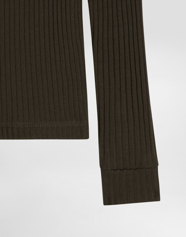 Dolce & Gabbana Ribbed jersey serafino shirt Grey L4JTJYHU7WR