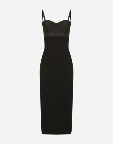 Dolce & Gabbana Jersey and satin calf-length dress Black F6ZT4TFUGKF