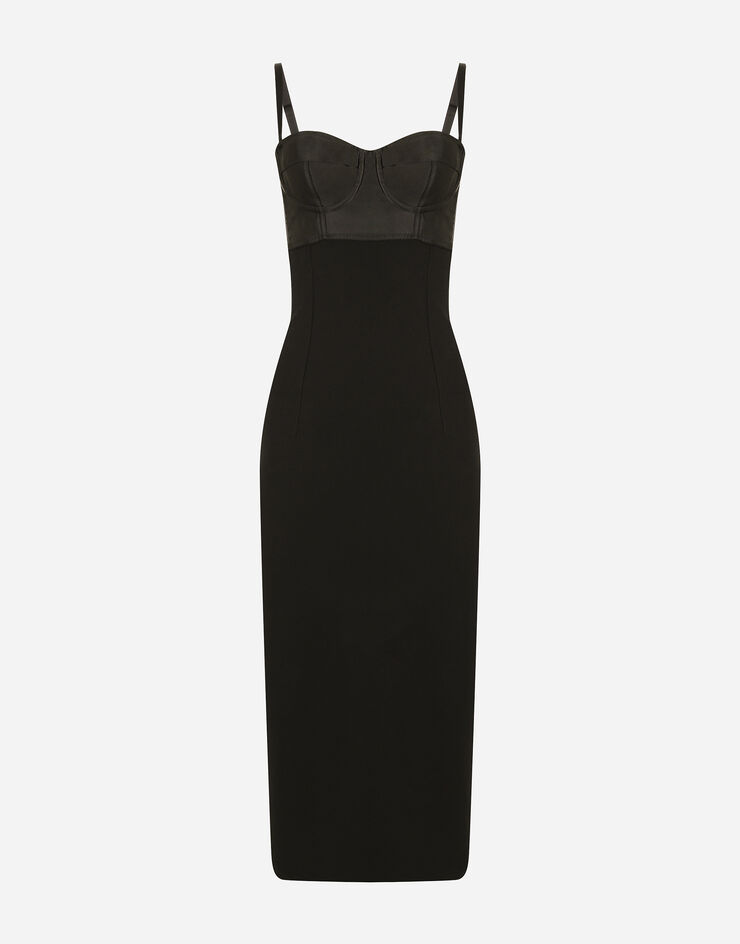 Dolce & Gabbana Jersey and satin calf-length dress Black F6ZT4TFUGKF