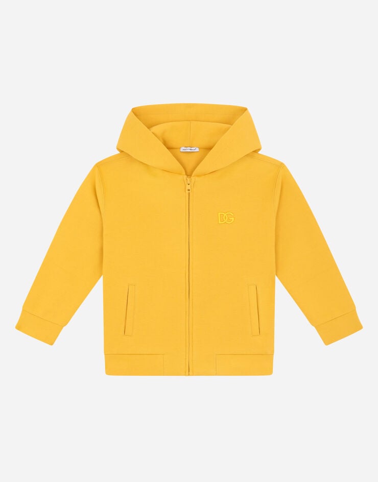 Dolce & Gabbana Jersey hoodie with DG logo embroidery Jaune L4JWCUG7BYI